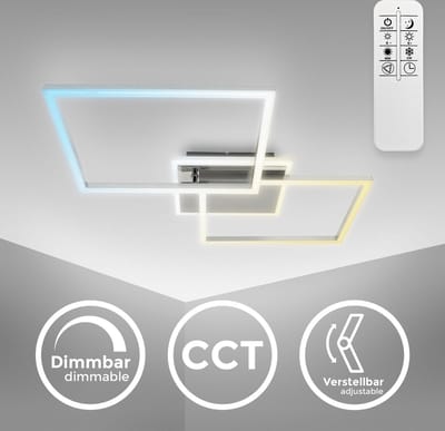 B.K.Licht - Plafondlamp dimbaar - LED frame - vierkant - CCT - instelbare kleurtemperatuur - met timer - afstandsbediening - metaal - 40W