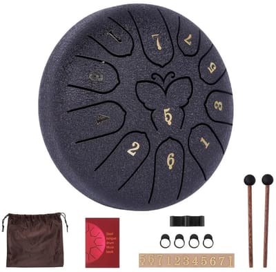 Livano Handpan - Tongue Drum - Steel - Regen - Klankschaal - Zwart