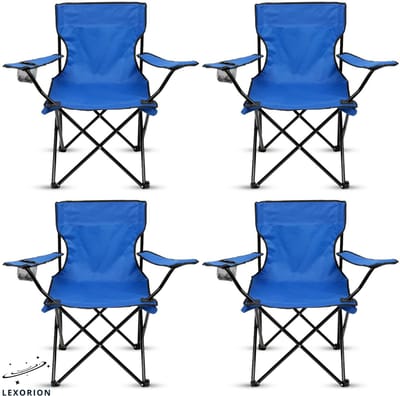 Lexorion Campingstoel - Kampeerstoel - Campingstoelen Set van 4 - Opvouwbaar Campingstoel - Strandstoel - Draagvermogen 120 kg - Klapstoel - Vouwstoel - Camping - Kamperen - Visstoel - Klapstoelen - Festival Stoel - Blauw