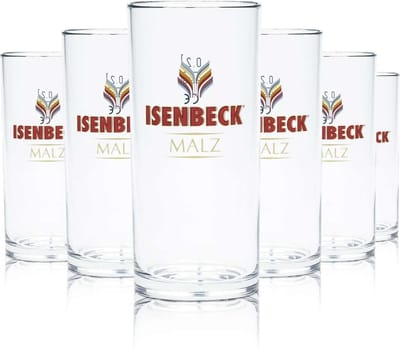6x Isenbeck beer glass 0.2l bar malt jars cup tumbler brewery beer bar - beer glazen