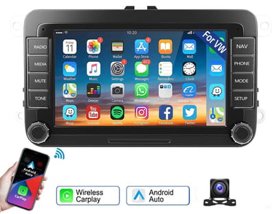 ESSGOO Autoradio met bluetooth - voor Volkswagen - Draadloos Apple Carplay en Android Auto - Android 15 - 4-Core 4+64 GB - Navigatiesysteem - Wifi - 7 inch HD Aanraakscherm- Achteruitrijcamera
