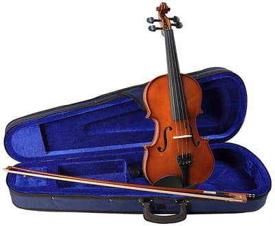 Leonardo LV-1512 viool set 1/2, massief, hardhout fittings, incl. fijnstemmer staartstuk, strijkstok en koffer