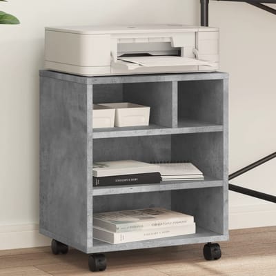 vidaXL - Printerkastje - met - wielen - 41x32x48 - cm - betongrijs
