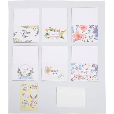 24 Set Bedankkaarten met Enveloppen Wildebloemstickers Handgeschreven Dankbaarheid Bedankbriefjes voor white