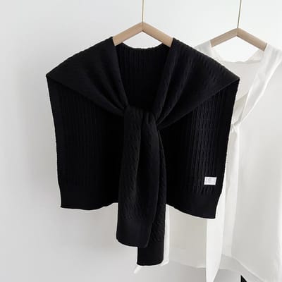 Mode Koreaanse Herfst Gebreide Sjaal Dames Blouse Schouder Nepkraag Cape Effen Kleur Nekbeschermer Sjaals Dames Winter Binnen white