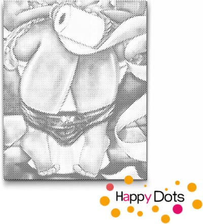HappyDots DOT Painting Dikke Dames 07 - Toilet 40x50cm - Stippelschilderij