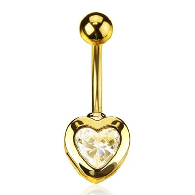 Navelpiercing hart met steen - goud - LMPiercings