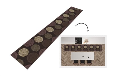 Keukenloper - Loper keuken - Design - Mandala - Bruin - 300x50 cm - Keukenloper vinyl