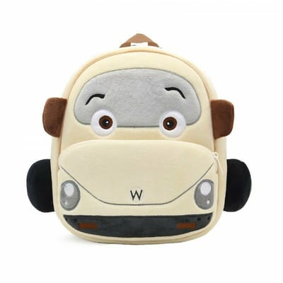 BoefieBoef Beetle Auto Rugzak Kind – Kinderrugzak & Kinder Rugzak – Rugtas Kind voor Peuter en Kleuter – 3D Auto Design – Wit