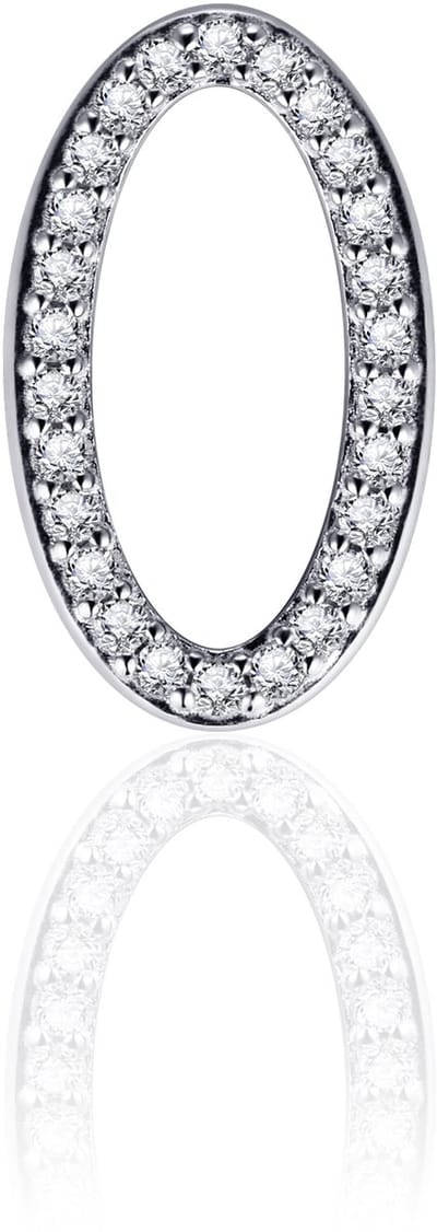 Gisser Jewels - Hanger excl. Collier - Ovaal open gezet met Zirkonia - 16.5mm x 10mm - Gerhodineerd Zilver 925 - P1048 - Sieraad - Dames - Hart