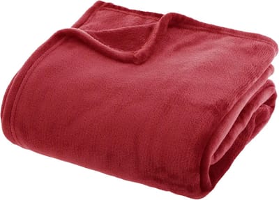 Atmosphera fleece deken/fleeceplaid - warm rood - 180 x 230 cm - polyester - Molton Bankdeken