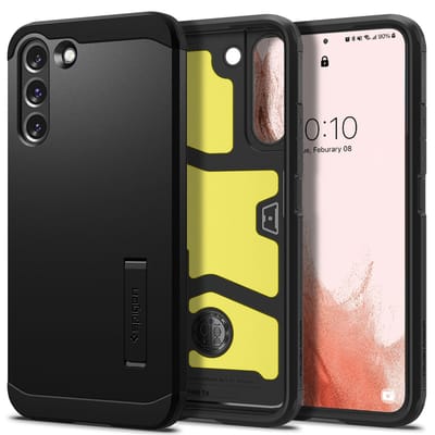 Spigen Tough Armor Hoesje Geschikt voor Samsung Galaxy S22 Back Cover Zwart