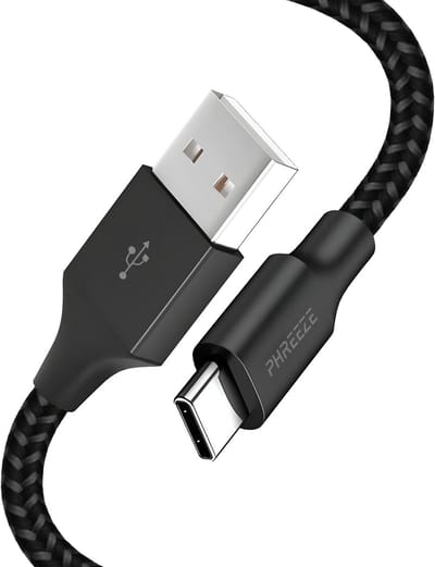 Usb C naar usb A kabel 1m - Stevig nylon - Usb naar usb C - Oplaadkabel usb C - Zwart - Phreeze