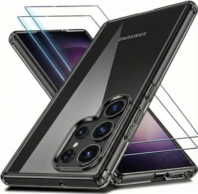 Hoesje en Glas Geschikt voor Samsung Galaxy S26 Ultra - Transparant - Casemania Siliconen Back Cover met Camera Bescherming + 2x Tempered Glazen Screenprotector - Shockproof Telefoonhoesje