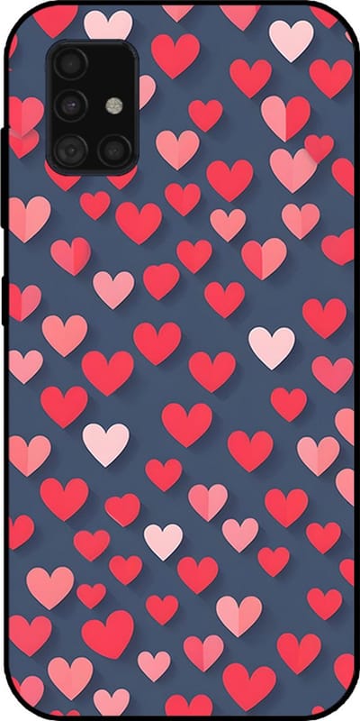 Smartphonica Telefoonhoesje Geschikt voor Samsung Galaxy A51 5G met Roze en Rode Hartjes Opdruk - TPU Backcover Case With Rosé and Red Heart Design geschikt voor Samsung Galaxy A51 5G