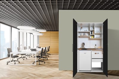 Goedkope keuken 104  cm - mini keuken met apparatuur Peter - Wit/Zwart - keramische kookplaat  - koelkast          - kleine keuken - compacte keuken - keukenblok met apparatuur