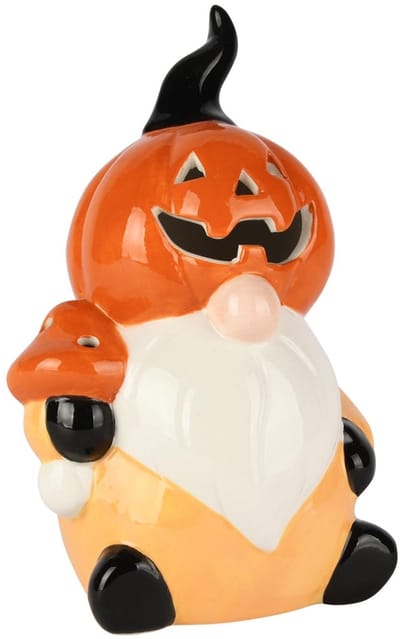 Dekoratief | Halloweengnoompje, oranje, dolomiet, LED, 11x10x17cm | A255372