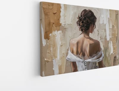 Saammp Canvas Schilderij - Vrouw - Kunst - Beige - abstract - 30x20 - Foto op canvas - Wanddecoratie - Muurdecoratie Woonkamer - Slaapkamer decoratie - Canvas Print