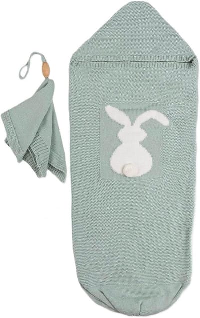 Inbakerzak voor Pasgeborenen en Baby's (0-8 mnd) - Comfortabele Witte Slaapzak & Knuffel Set