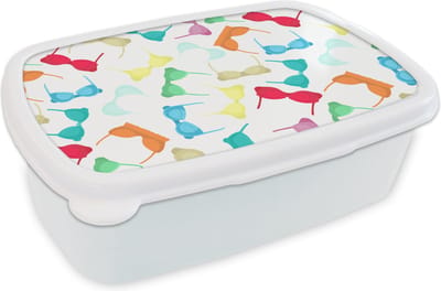 Broodtrommel Wit - Lunchbox - Brooddoos - Bh - Regenboog - Vrouwen - Patroon - 18x12x6 cm - Volwassenen