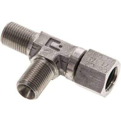T-koppeling G1/8" Buitendraad x Binnendraad RVS Hydrauliek 475bar (6673.75psi)