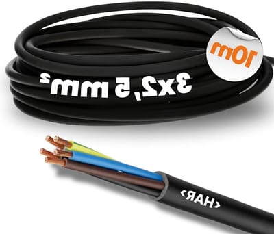 Rubberen kabel - Stroomkabel Flexibel - Apparaten Aansluiten - Fijndradig Koper - 10 meter - Zwart