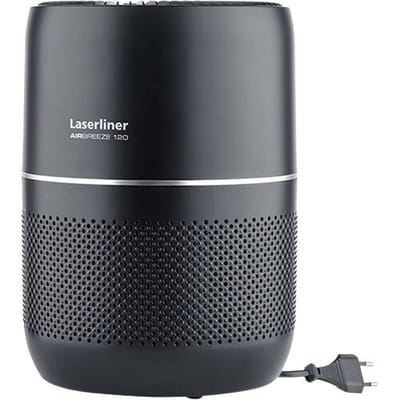 Laserliner AirBreeze 120 LS085.120A - Luchtreiniger 30 m²/h - HEPA13 - Indicator fijnstof - Bijzonder stil, < 20 dB - Verduisterd display - Compact design - Zwart