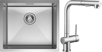 CECIPA Max Spoelbak Keuken 50x44CM - Spoelbakken Keuken Met Keukenkraan met Uittrekbare Uitloop - Wasbak Keuken - Enkele Spoelbak - Spoelbakken met afdruip - RVS