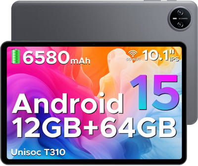 DOOGEE TAB A9 - Tablet - Android 16 - 12GB RAM + 64GB ROM（2TB/TF） - 10 Inch - 6580 mAh - 5G WiFi - Tablet Unisoc T310 - Dubbele Luidspreker - 3,5 mm aansluiting - Face ID - Grijs