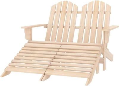 Adirondack Tuinstoel - Dubbele Stoel - Buiten Ontspannen - Afneembare Voetensteun - 1195 x 1475 x 895 cm - Houtkleur