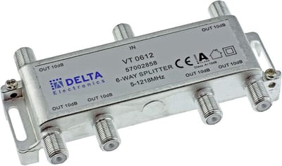 TV Verdeler - Kabel Splitter BK - Signaal Verdelen - 6 Uitgangen Klasse A - 5-1218 MHz - Zilver