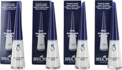 Herome 4-Pack Nagelverharder en Base Coat - Nagelversterker voor Zwakke en Gevoelige Nagels - TFS Hars- en Tolueenvrij - 4*10ml.