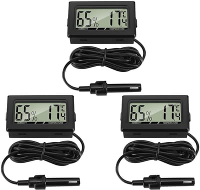 3 x mini LCD digitale thermometer hygrometer temperatuur luchtvochtigheid tester met externe sensor voor koelkast vriezer