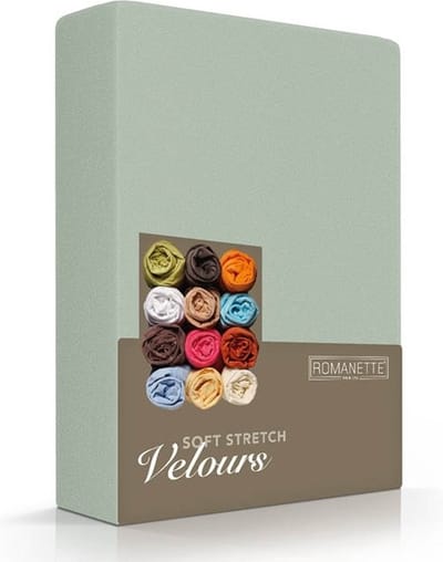 Romanette Hoeslaken Velours Saliegroen - 140/150 x 200/210/220 cm