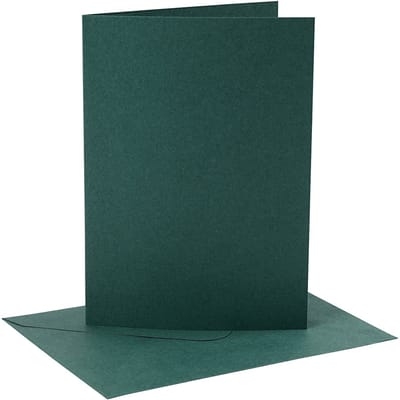 Kaarten en enveloppen, afmeting kaart 12,7x17,8 cm, afmeting envelop 13,3x18,5 cm, 230 gr, donkergroen, 4 set