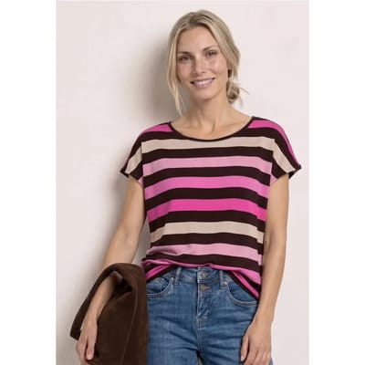 Shirt met ronde hals en elastische zoom