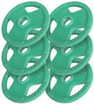 Gorilla Sports Halterschijven Set - Bundel - 30 kg - 6 x 5 kg - Gripper Gietijzer Rubber Coating - 50 mm