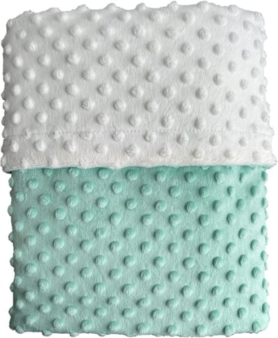 IL BAMBINI Wiegdeken Minky Luna - Baby dekentje - Knuffeldeken - 75 x 100 cm - Groen & Crème wit