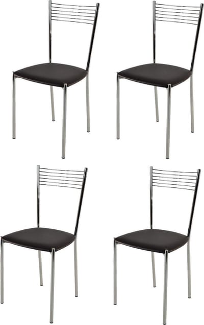 Tommychairs Elegance - Eetkamerstoelen - Set van 4 - Chroom & Moka - Kunstleer