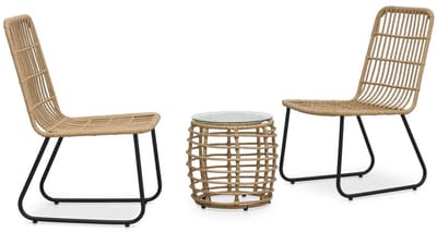 Balkonset 2 personen - Tuinset - Bistroset - Eiken - Weerbestendig - 3 delig - Tuintafel en 2 stoelen - 2 personen - Poly rattan