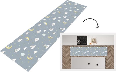Keukenloper - Loper keuken - Muis - Maan - Patronen - 200x50 cm - Keukenloper vinyl