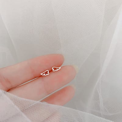 Oorbel .925 Silver minimalistische engelenvleugel top - zilver - LMPiercings