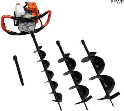 RFWR® Krachtige 52CC benzine grondboor met hoge snelheid en meerdere boordiameters voor tuinprojecten