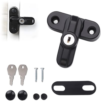 Dailygoods- Raamvergrendelingen Aluminiumlegering - Beveiligingsvergrendeling - T-vormige Gespvergrendeling - Antidiefstal - Inclusief 2 Sleutels - Sterke Veiligheidsprestaties - Raamsloten