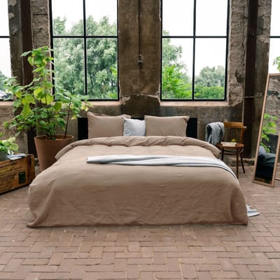 Kayori Rinen Dekbedovertrek Linnen - 240x200-220 +2 slopen - Perfect voor de zomer - Lits-jumeaux - Taupe