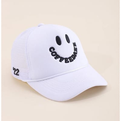 Letter Borduur Baseball Petten Nieuw Unisex Hip Hop Ademend Persoonlijk Zonnescherm Gaas Veelzijdig Straat Mode Trucker Petten 55-60cm white