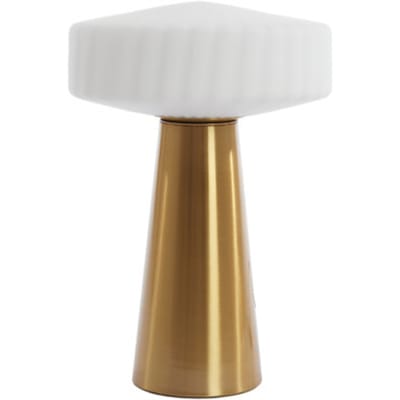 vtwonen Tafellamp Pleat - Wit/Goud - Ø30cm - Retro - Woonkamer - Slaapkamer