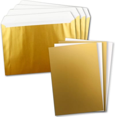 10x Goudkleurige DIN A4 Kaarten met C4 Enveloppen - Luxe Karton voor Certificaten & Uitnodigingen