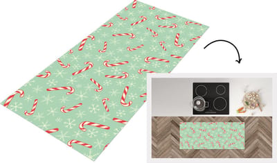 Keukenloper - Loper keuken - Zuurstok - Kerst - Sneeuwvlok - Patronen - 120x50 cm - Keukenloper vinyl