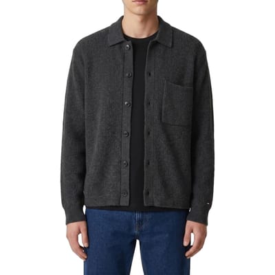 Tommy Hilfiger Fisherman Rib Coach Jacket Dark Grey Heather Size: S | Cardigans Outlet | Heren | Grijs